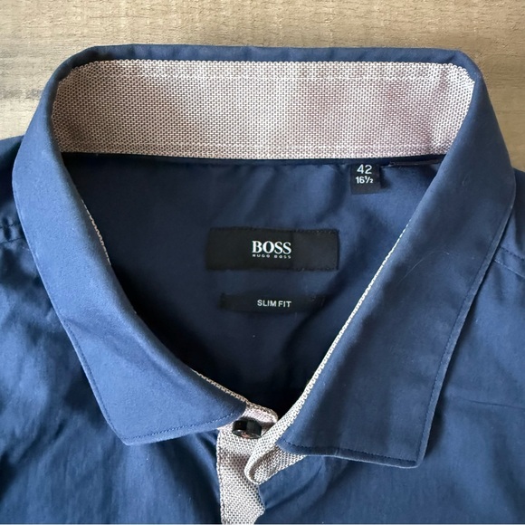 BOSS Hugo Boss navy blue Juri slim fit dress shirt - 16.5 - Picture 3 of 4